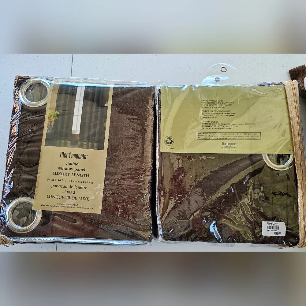 Pier One Pier 1 Ciudad Drapes Curtains Luxyry Length 54 x 96 set of 2.